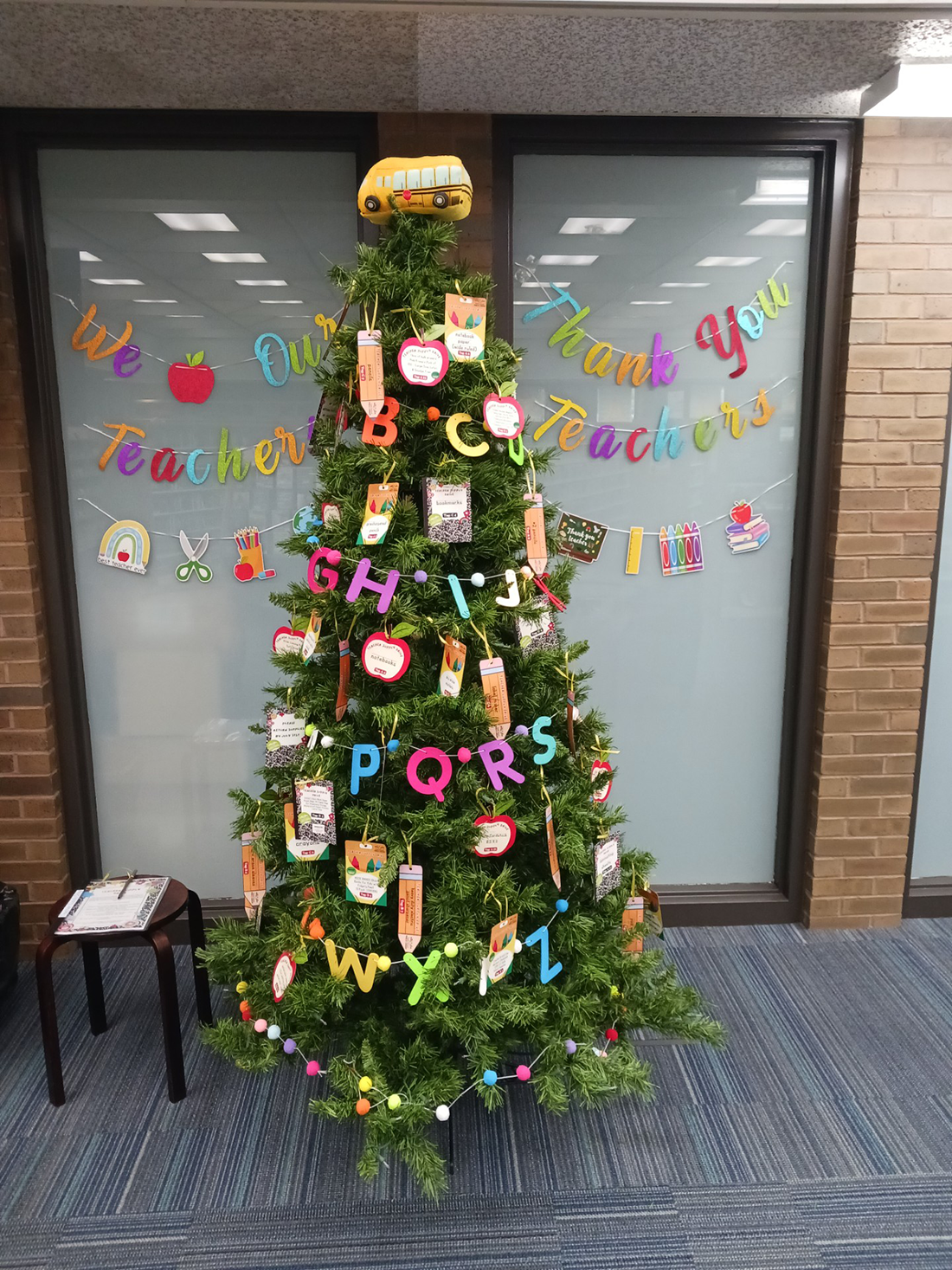 Teacher Tree inside the library