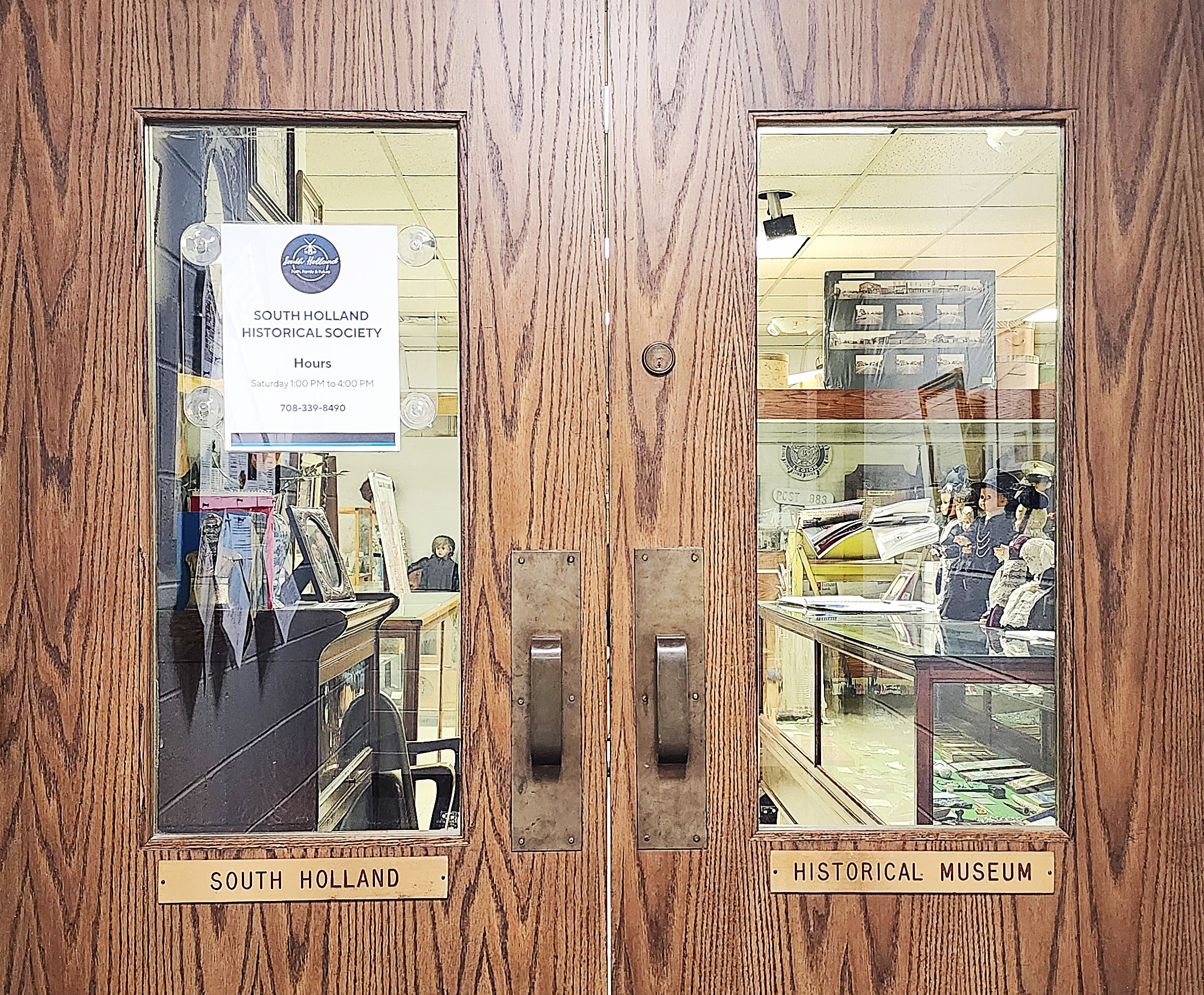 Doors to the SH Historical Society room in the library