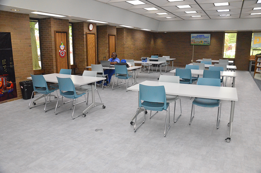 Collaboration Space room showing multiple tables