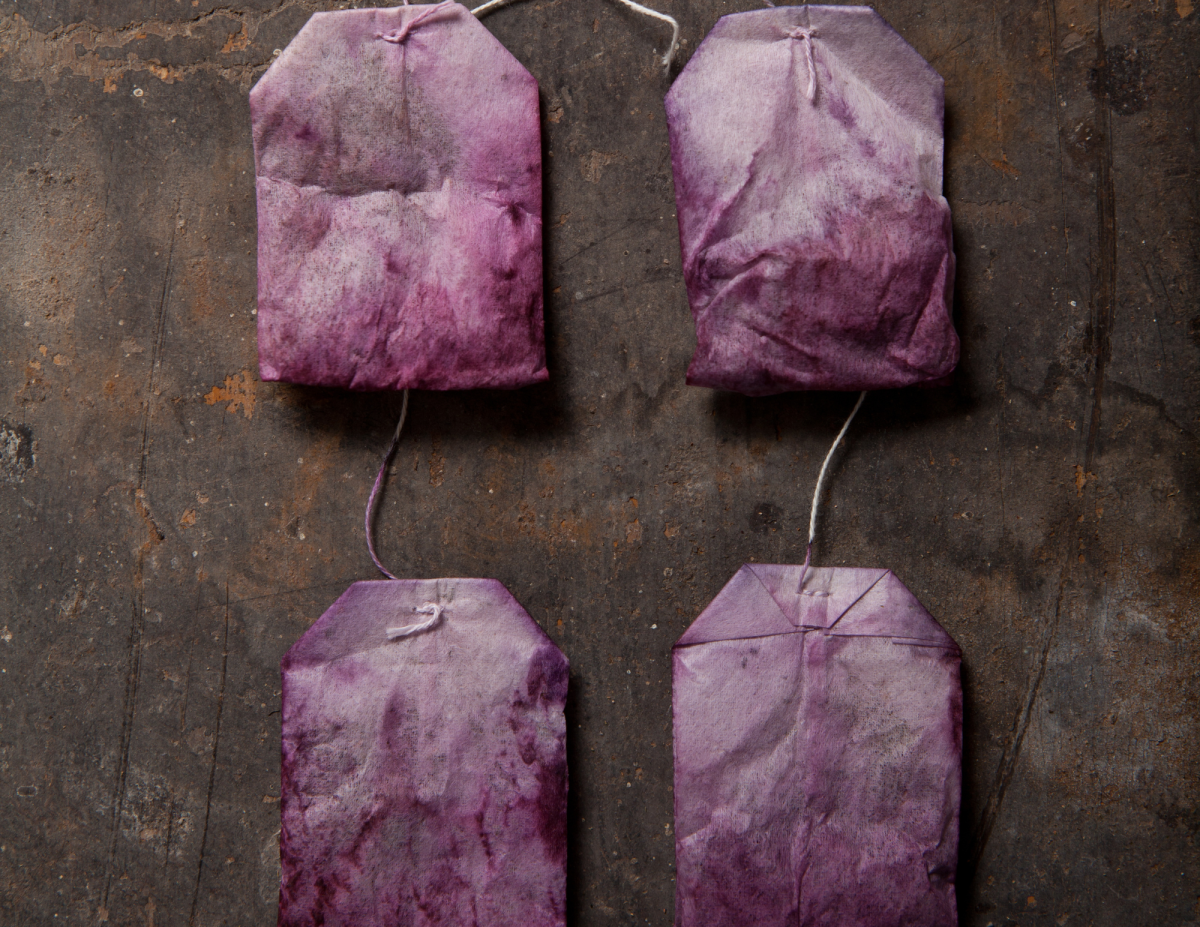 There is a picture showing 4 used teabags that have a purple hue. Similar to Lavender 